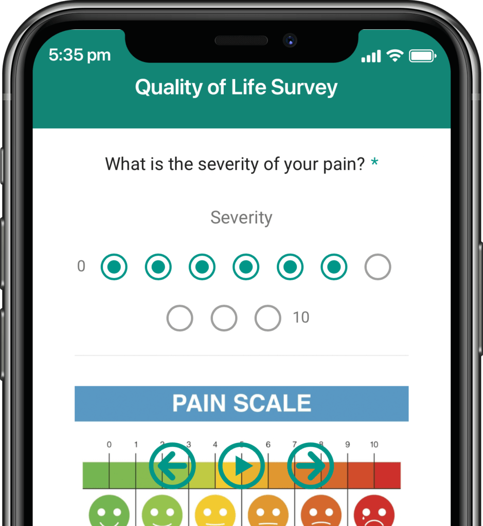 quality of life survey - mobile health app and web form